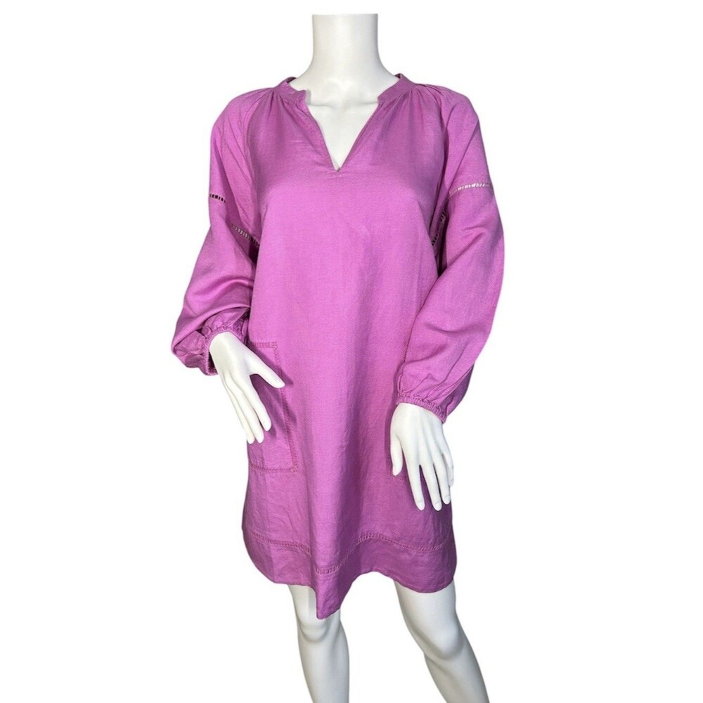 LOFT Women’s Fuchsia Pink linen blend Tunic Dress Size S Small Beach Casual